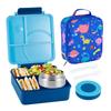 Bento Lunch Box Set for Kids with 8oz Soup Thermo, Leak-Proof Lunch Containers with 4 Compartment, Kids Thermo Hot Food Jar and