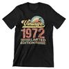 Vintage 1972 Limited Edition T-Shirt Bold Retro Design Graphic Short Sleeve T-Shirt Men's T-Shirt Black Casual Crew Neck T shirt