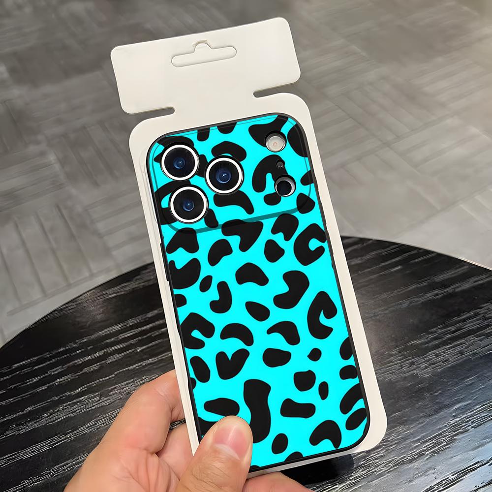 S-Стильный C-Милый Леопардовый Чехол для Телефона Для IPhone 17 Air 16 E Pro Max 15 14 13 Mini 12 Pro 11 Max Plus Черный Мягкий Чехол