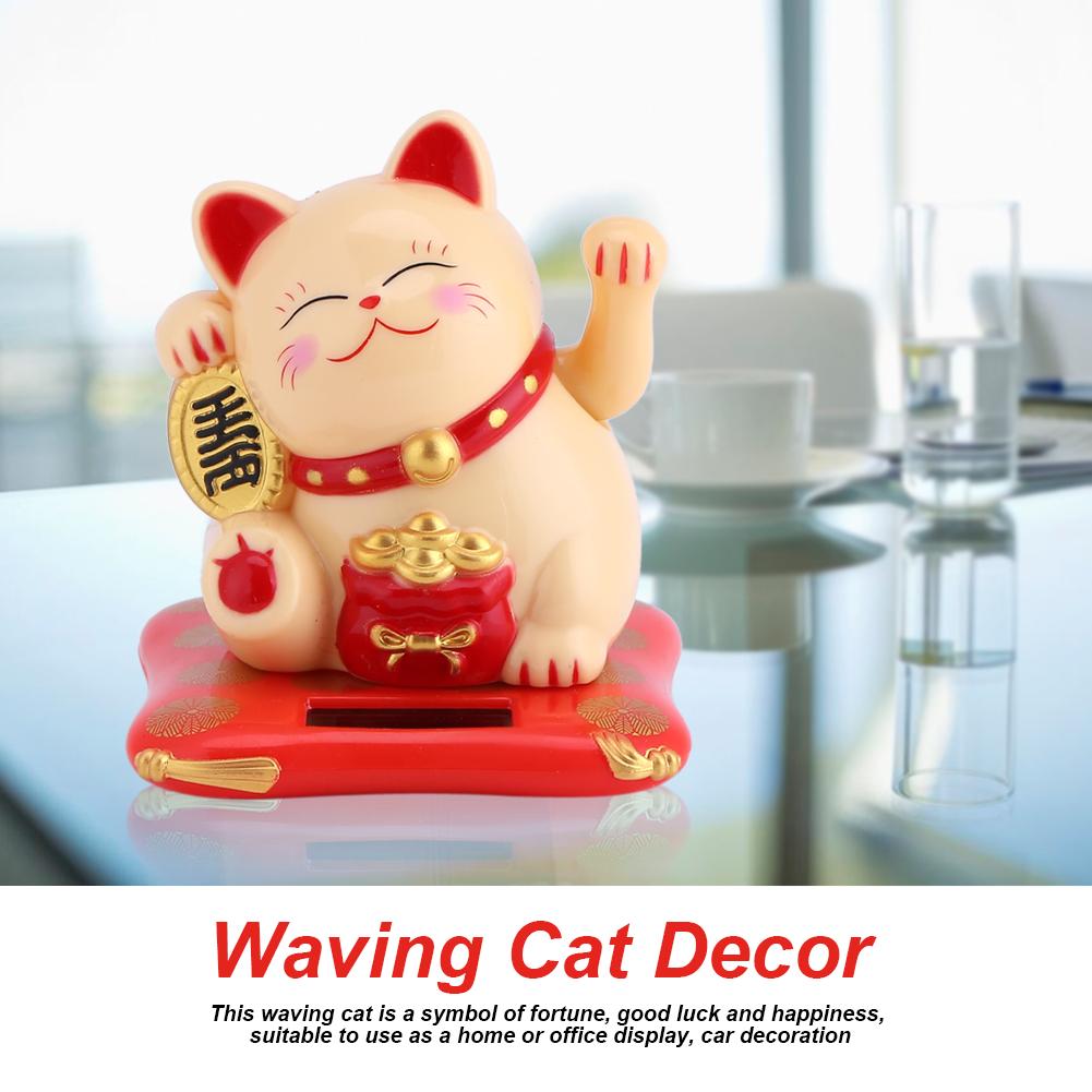 Solar Powered Wealth Attraction Cat Cute Wealthy Car Ornament, Creative Opening, Waving Cat Ornament Doll Machine, Eight Directions To Wealth