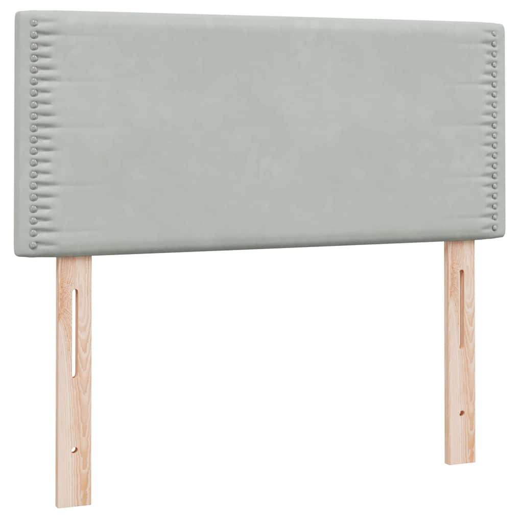 Box Spring Bed with Mattress Light Grey 80 x 220 cm Velvet