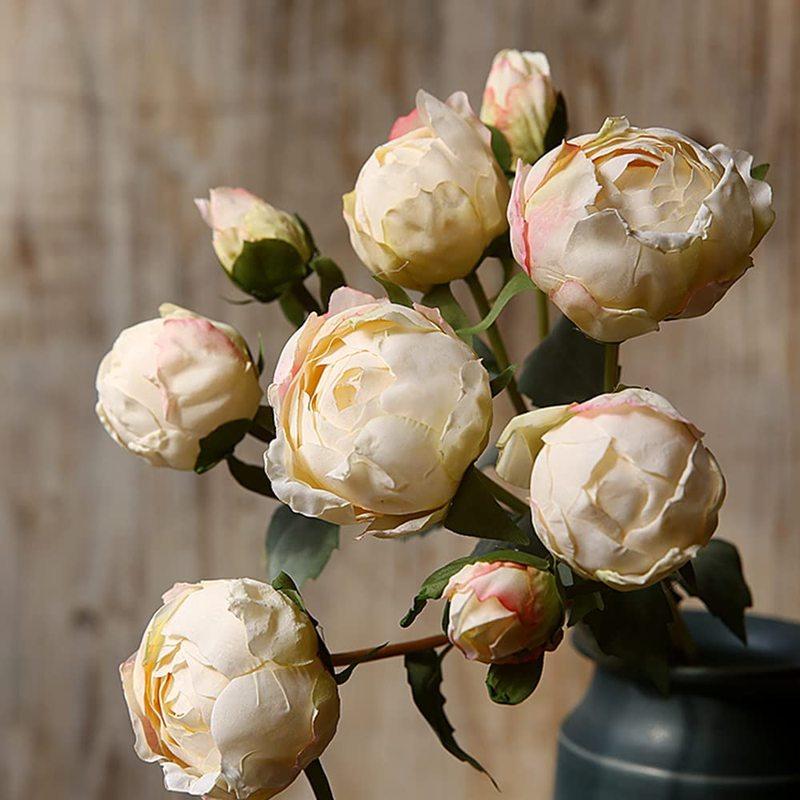 2 букета, винтажные пионы с длинным стеблем, шелковые цветы для свадебного украшения, букет невесты, цветы, поделки, цветочная композиция