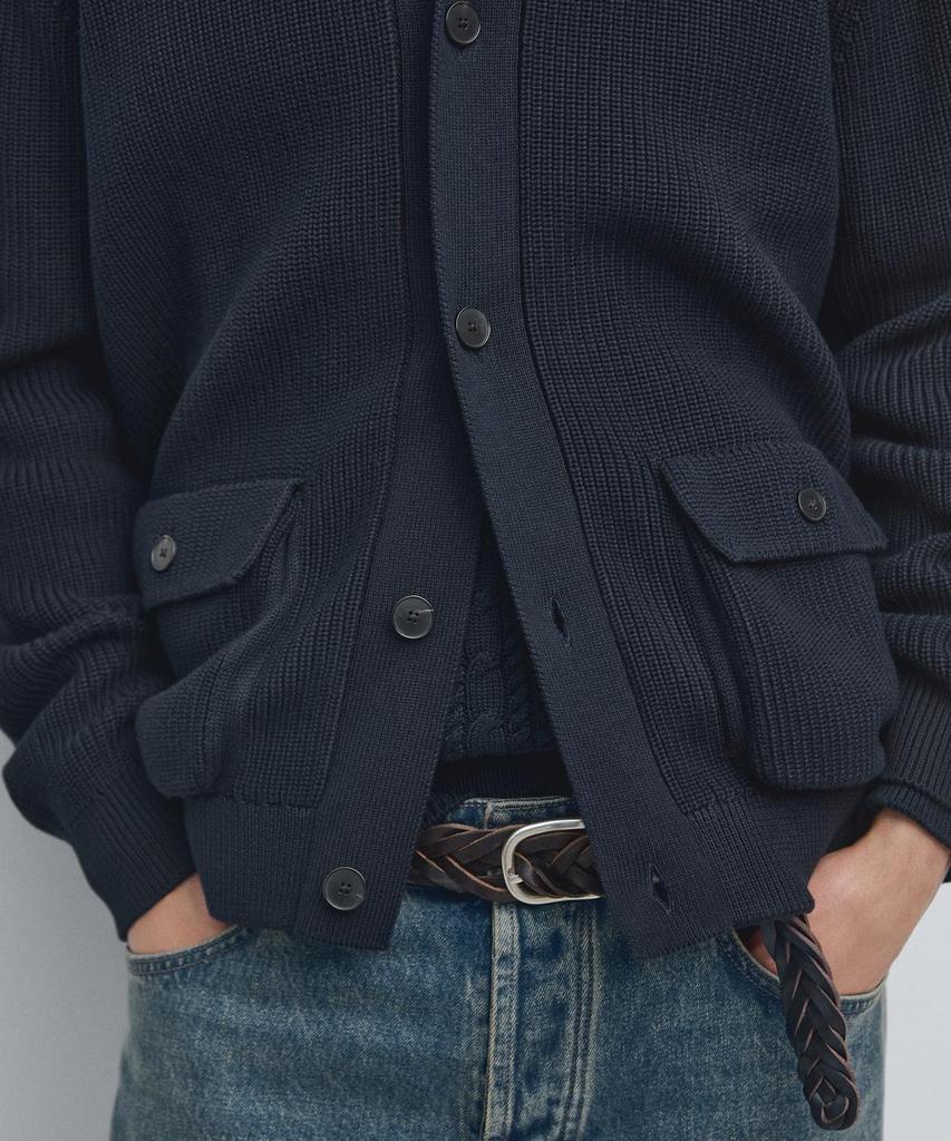 Хлопковый вязаный кардиган Massimo Dutti с карманами