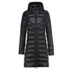 Women Winter Long Puffer Coat Detachable Hood Lightweight Coat Invisible Zipper Casual Coat Portable Outwear with Bag