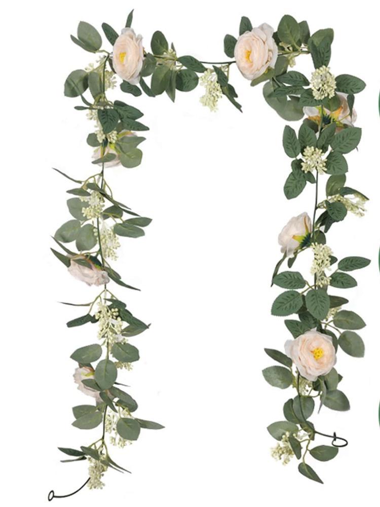 200 см Искусственные листья Цветочная зелень Искусственная гирлянда из камелий с листьями Шелковая камелия Лиана Украшения для Свадебной стены Сада Домашняя вечеринка Декор