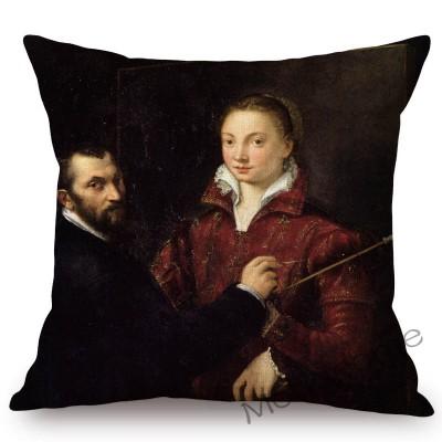 Italian Sofonisba Anguissola Last Renaissance Female Painter Portrait Woman Lady Art Sofa Pillow Case Cotton Linen Cushion Cover
