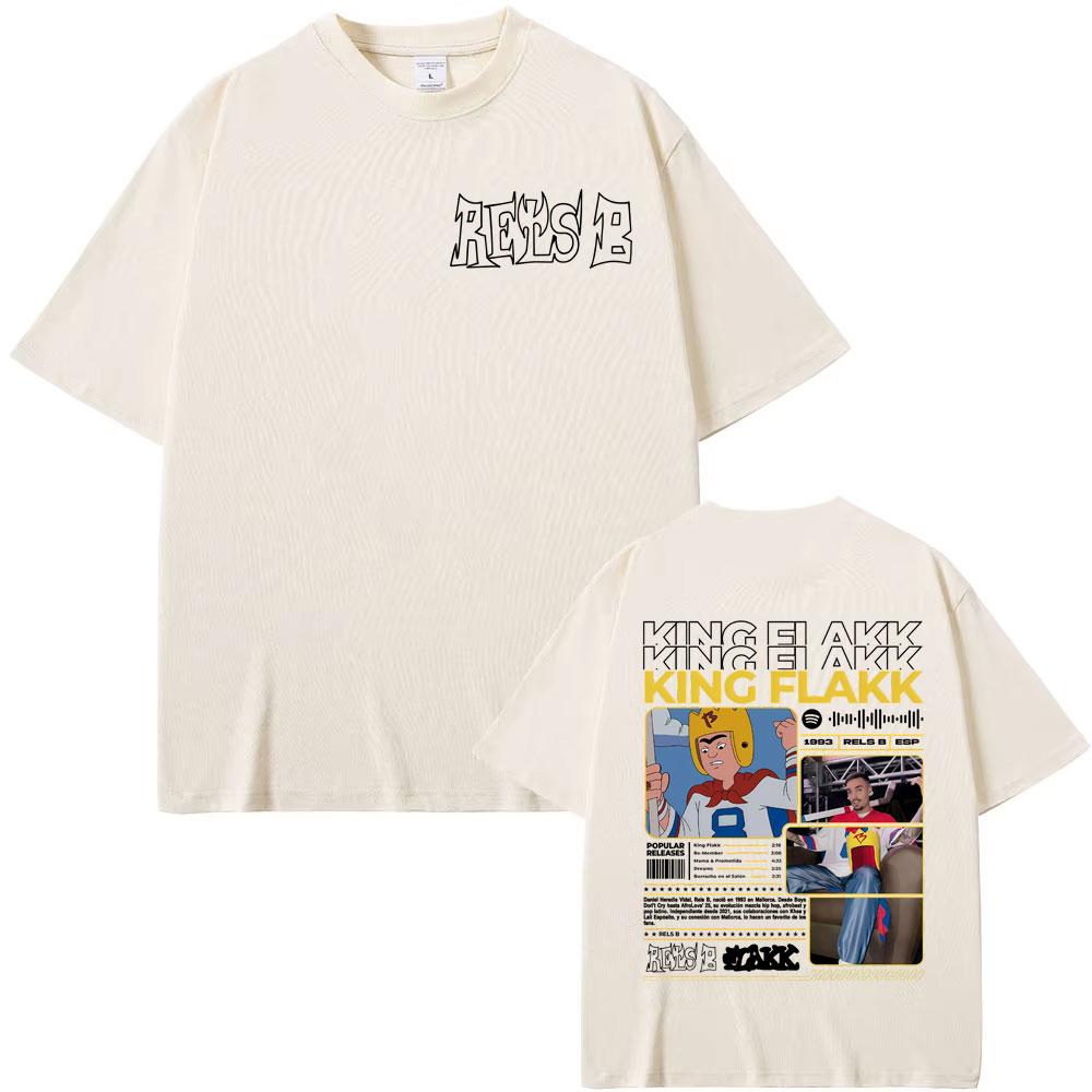 Rapper RELS B King Flakk Smile Album Cover T-shirt Men Women High Quality Hip Hop Gothic T Shirts Oversized Pure Cotton T Shirt