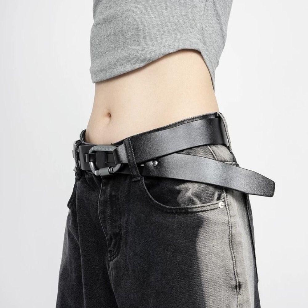 Luxury Design Carabiner Buckle Belt Pin Buckle Punk Waistband Trendy Waist Belt  For Women Men