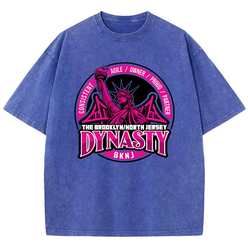 Cotton Woman Washed T-Shirts Statue Of Liberty Dynasty Print Tops Comfortable Crewneck Oversized Tees Vintage Female Clothes