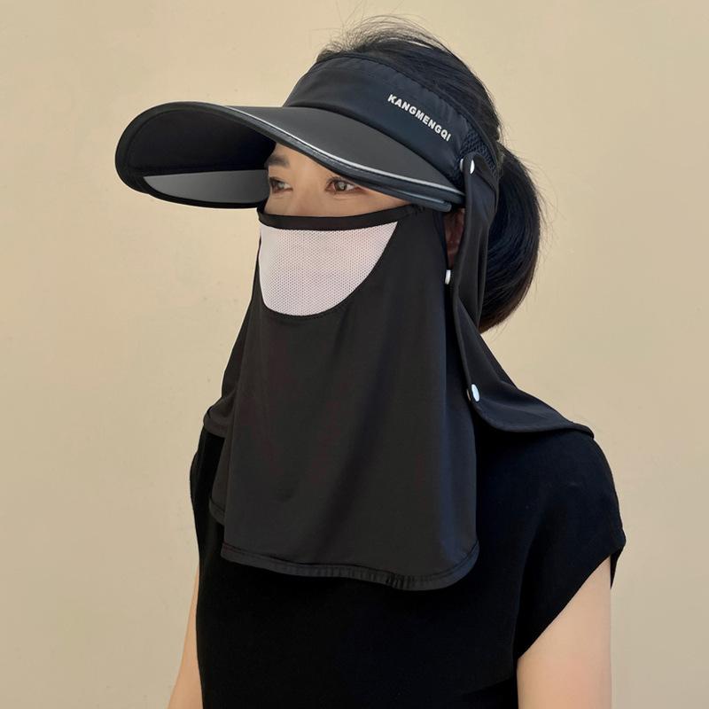 Outdoor sun hat golf sun protection sun hat women's summer wide brim sports cover full face empty top pull plate cap