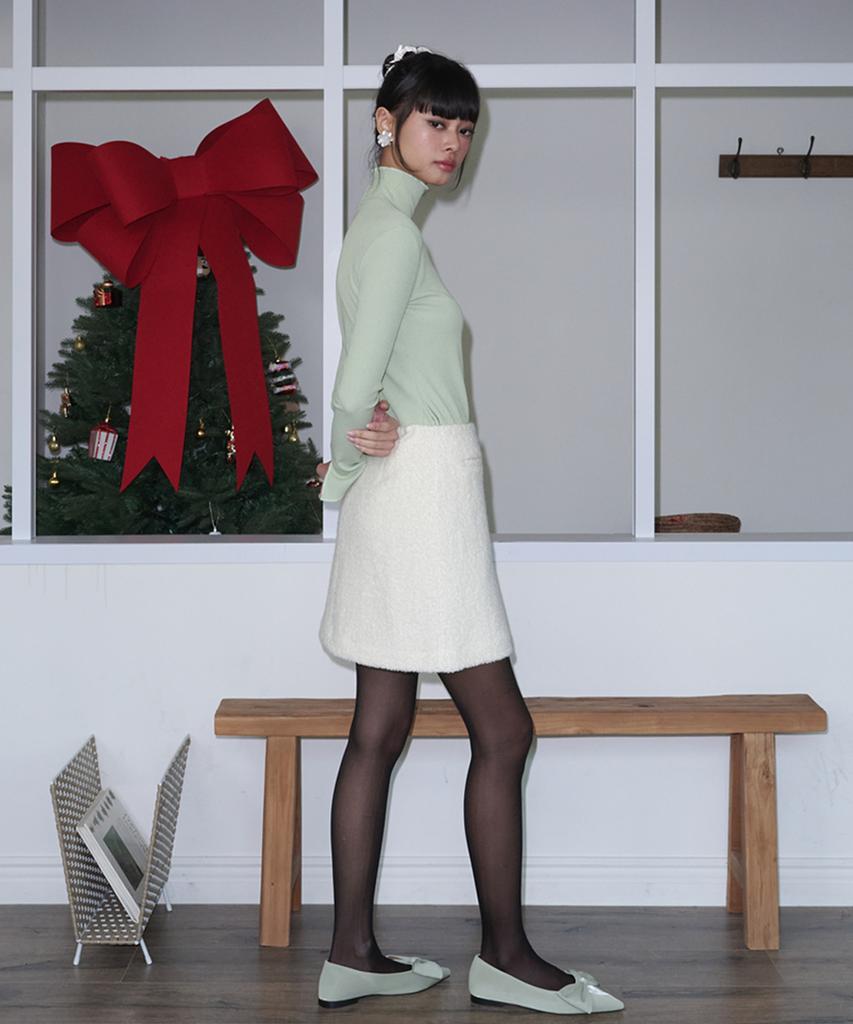 Opening Sunshine Boucle Wool Pocket Mini Skirt_Ivory