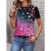 T-shirt Women's Summer Casual Round Neck Short Sleeve Floral Pattern Top Loose Casual Wear Ladies T-shirt Mother's Day Gift