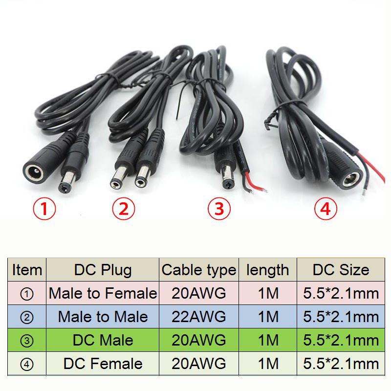 1x черный 5,5 мм x 2,1 мм удлинитель постоянного тока, провод «папа-папа», «мама», 2-проводной разъем для светодиодной ленты камеры видеонаблюдения