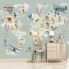 Mural Wallpaper 3D Cartoon World Map Wallpaper Children's Bedroom Background Wall Painting