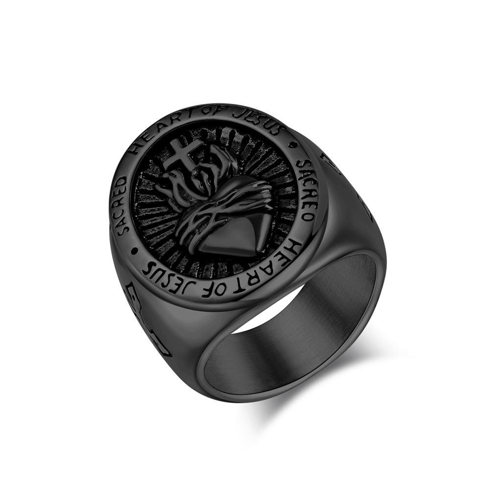 Ретро хип-хоп титановое стальное крестообразное кольцо для мужчин уникальный дизайн в виде сердца, модные украшения для рук, аксессуар