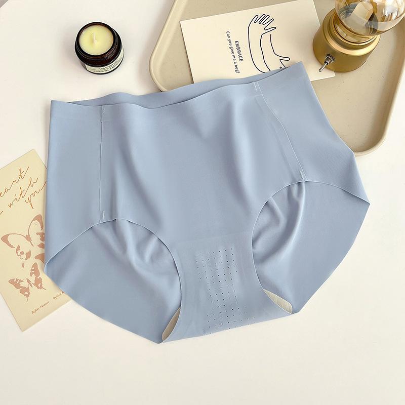 Однотонные трусики из ледяного шелка, бесшовное нижнее белье для женщин, удобные дышащие трусы