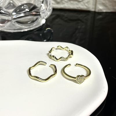 Кольцо Любовь с цирконами, из трех частей, изысканный нишевый дизайн, геометрическое, легкая роскошь, ощущение высокого класса, персонализированное, кольцо на указательный палец с мерцающим бриллиантом, женское