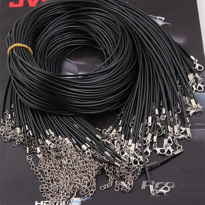 Черный шнур из натуральной кожи, регулируемая плетеная веревка длиной 45 см для DIY ожерелья, браслета, фурнитуры для изготовления ювелирных изделий