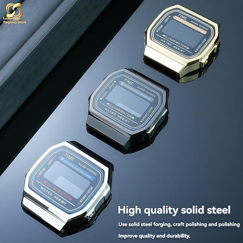 Для Casio CASIO серии A168W модифицированный металлический корпус и ремешок из нержавеющей стали, аксессуары, маленький золотой самородок, серебряный блок
