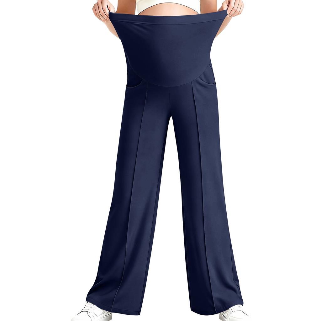 Брюки для йоги для беременных, с карманом на животе, эластичные широкие брюки для работы/повседневной носки, брюки для беременных для дома