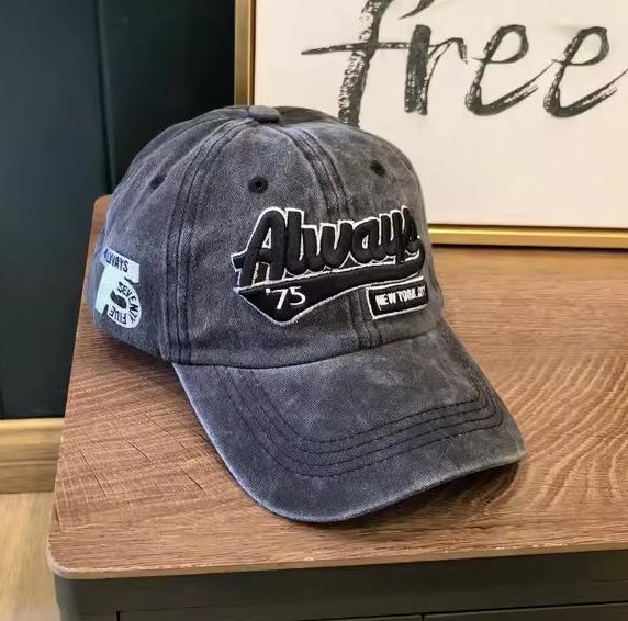 Washed Cotton Baseball Cap Women Men Unisex Embroidered Letter Black Grey Wide Brim Dad Hat Casual Outdoor Sport Trucker Cap