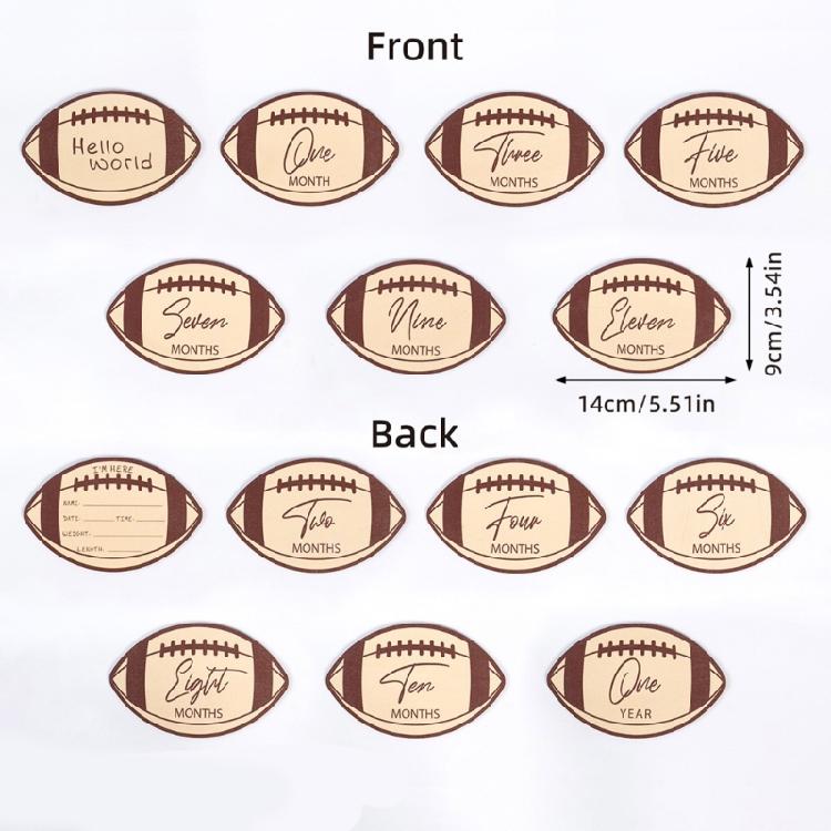 Football Theme Baby Monthly Milestones Marker Card Infant Commemorative Calendar Card Record Growth Photography Props