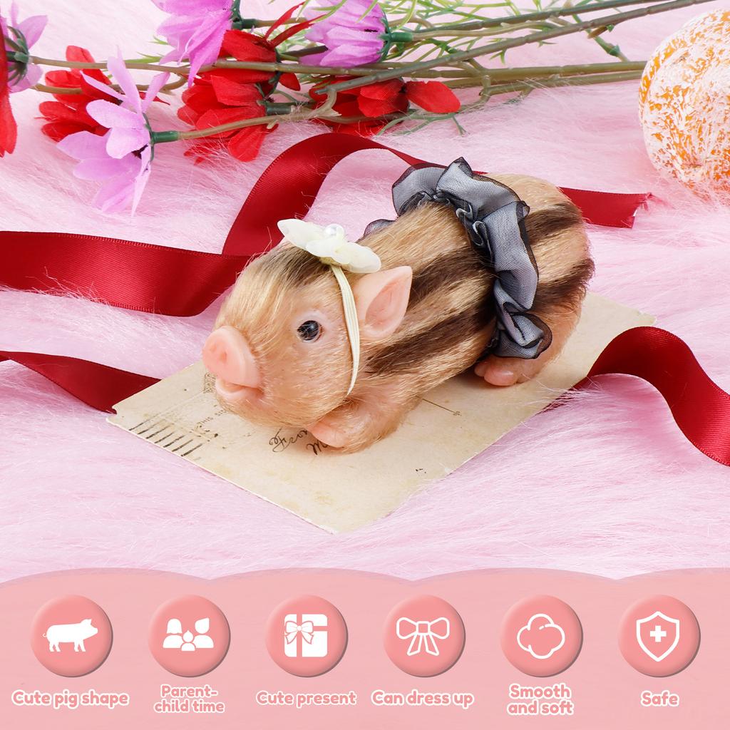 5-inch silicone mini pig soft and realistic hand feel fun decoration silicone pig doll children's gift