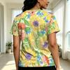 Women's Ins Style Colorful Floral Short Sleeve Top - Soft Fabric Loose Fit Casual Versatile Daily T-Shirt