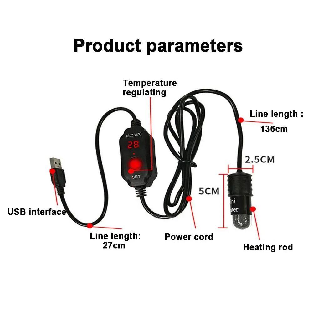 1 шт. Регулируемый температурный нагревательный стержень для аквариума 18-34°C Погружной термостат-нагреватель