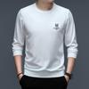 Spring and Autumn New Style Waffle Sweatshirt for Young Men, Warm and Handsome Solid Color Printed Long-sleeved T-shirt for Men