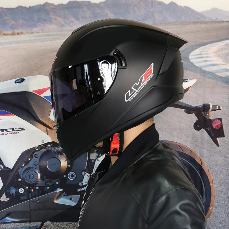 Шлем для электромобиля LVS, всесезонный универсальный для мужчин и женщин, мотоциклетный противотуманный полный шлем, серый гоночный индивидуальность, крутые и электромобили