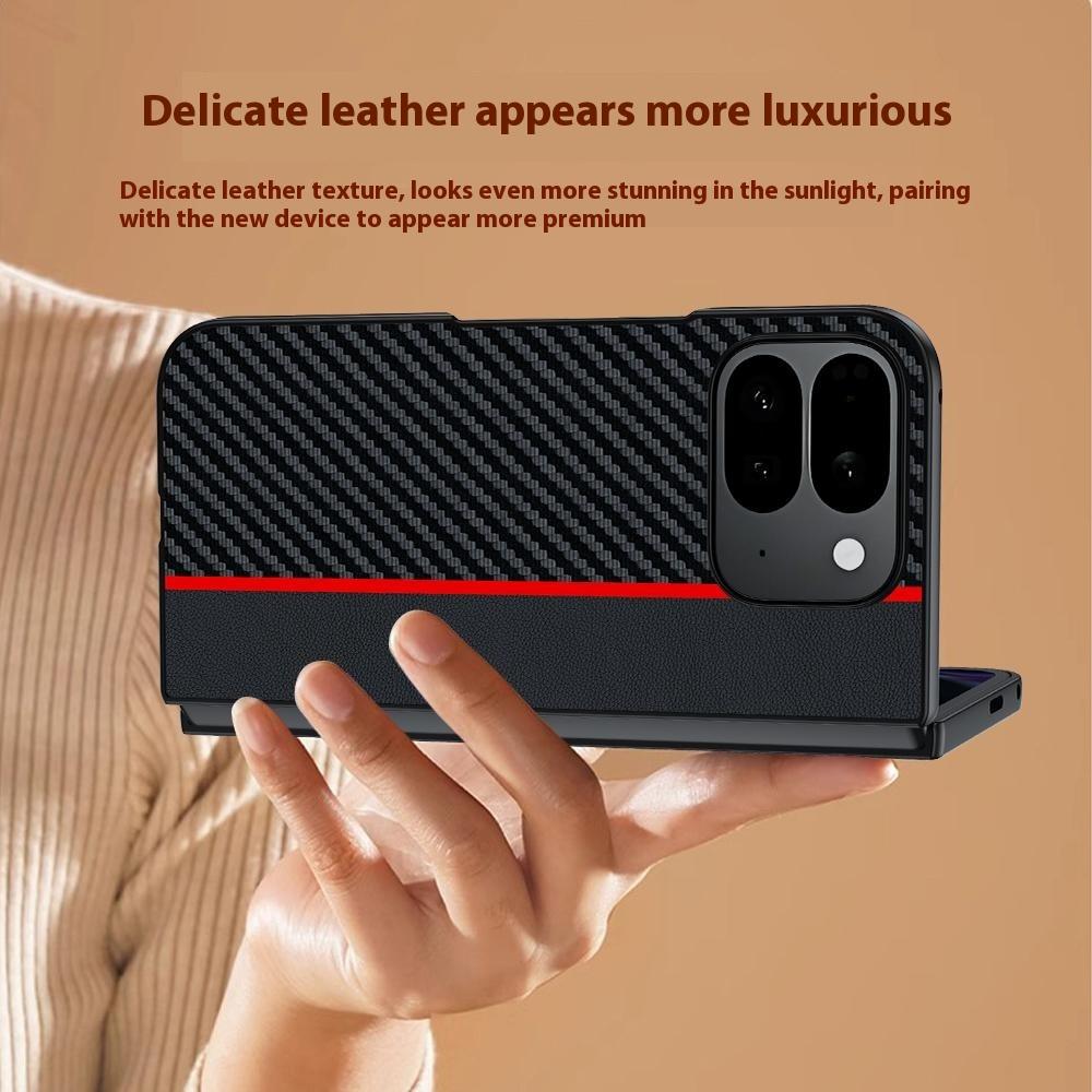 For Google Pixel 10 Pro Fold Case Carbon Fiber Texture Leather + PC Anti-Drop Folding Phone Cover