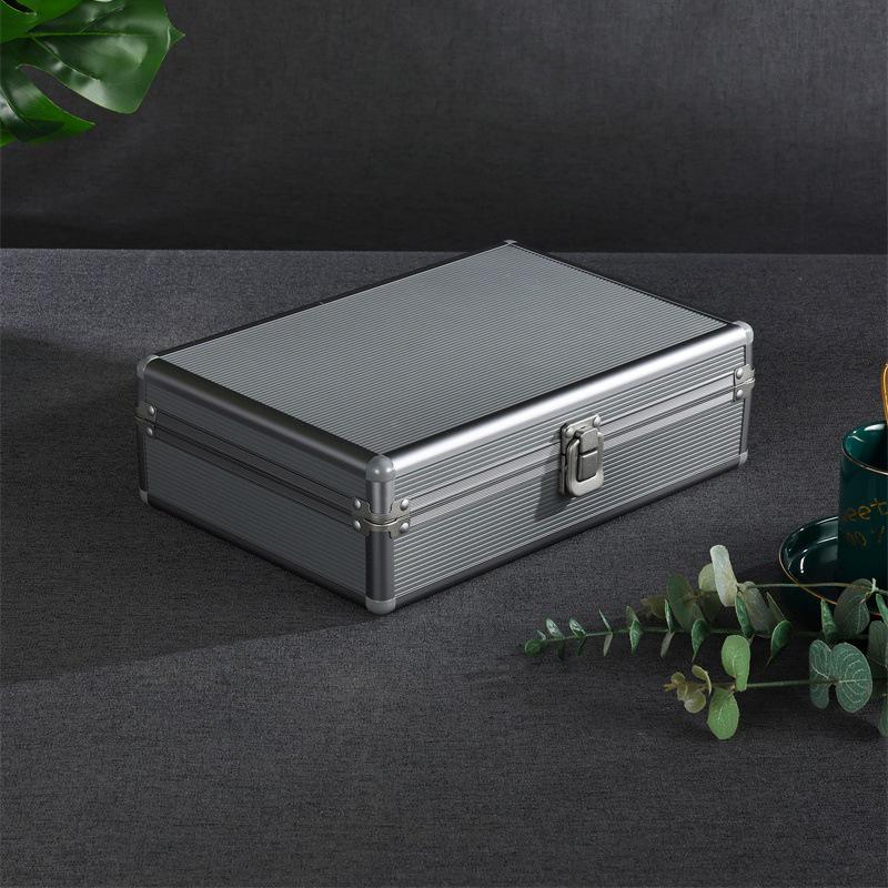 Многофункциональная коробка для часов и ювелирных изделий из алюминиевого сплава «Дымчато-серый» с прозрачной крышкой