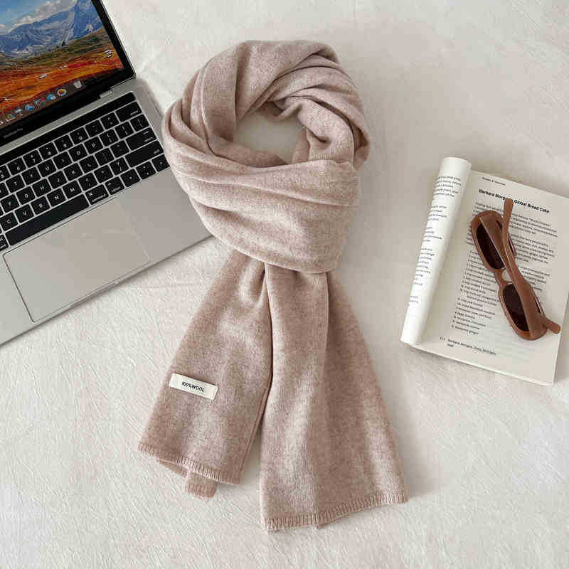 Шарф из 100% шерсти премиум-класса, пригодный для машинной стирки, женский, утолщенный, теплый, для шеи