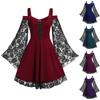 Gothic Dresses For Women Cold Shoulder Butterfly Sleeve Lace  Halloween Dress