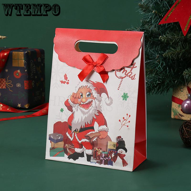 WTEMPO 3 шт 24*12*33 см Санта-Клаус напечатанный флип-чехол бант сумка рождественская конфета печенье выпечка винтажная упаковочная сумка