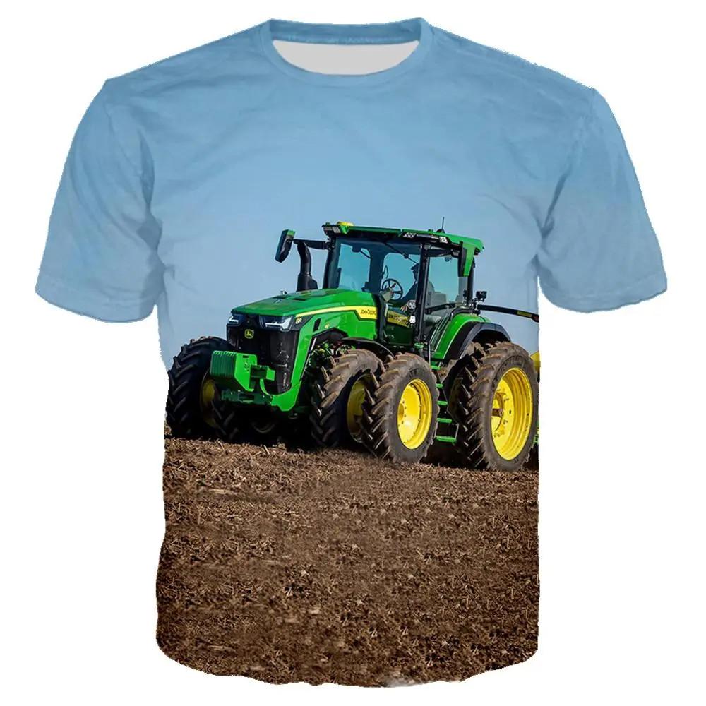 Cool Tractor Pattern 3D Printed T-shirt Fashionable Men's Comfortable Casual O-neck Top Summer Outdoor Sports Fun Short Sleeved Clothing