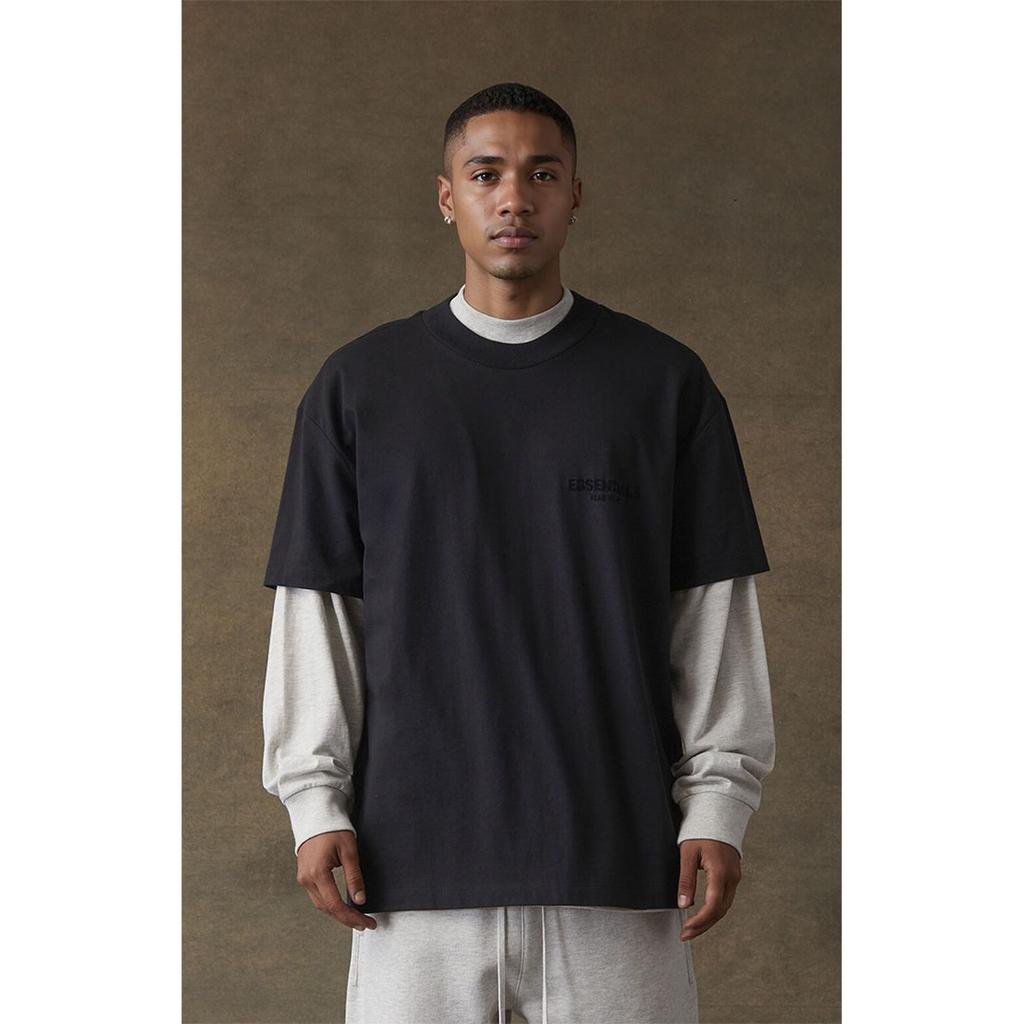 Fear of God Essentials Короткий рукав SS21 с логотипом, унисекс, черный FOG-SS21-629