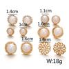 6 Pair/Lot For Women Round Simulated Pearl Flower Stud Earrings Earring Sets Accessories Jewelry
