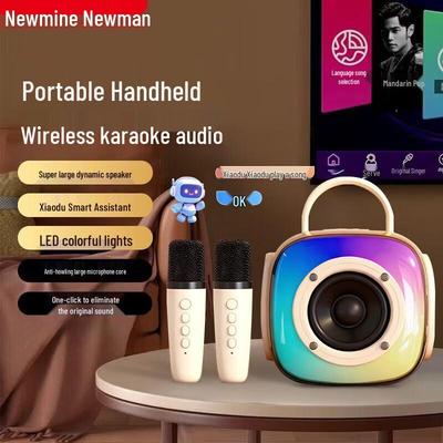 Bluetooth-динамик KTV Newmine M81 с двумя беспроводными микрофонами, штекер CN (адаптер в комплекте)