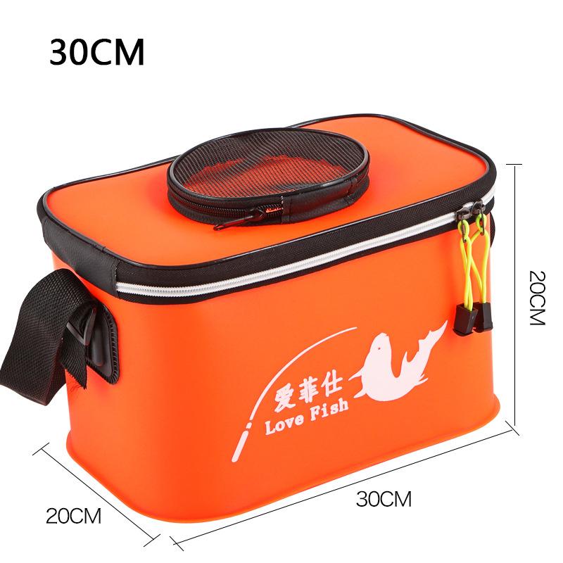 Foldable Wear-resistant Waterproof EVA Fishing Barrel Fishing Box Tools Box Optional Rechargeable Oxygen Pump 30cm/35cm/40cm/45cm/50cm Size Choices