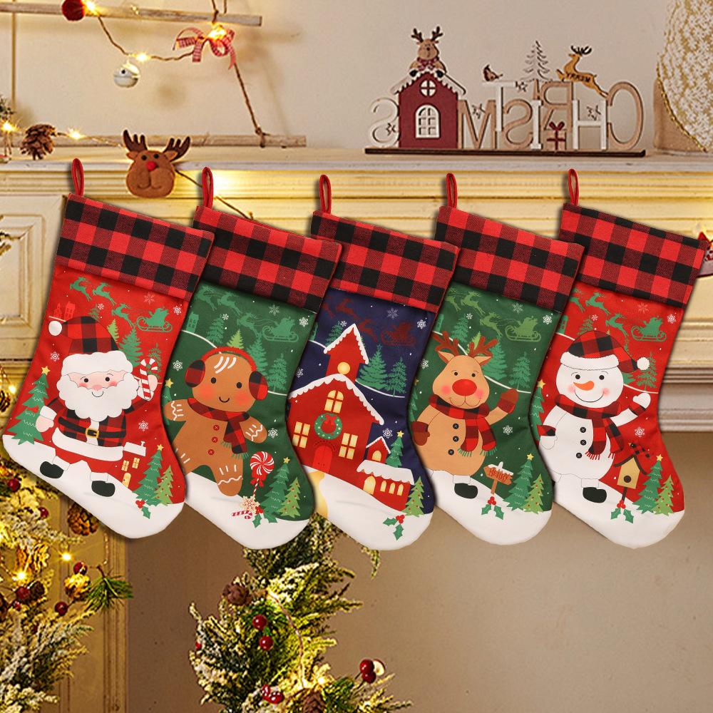 New Christmas stockings, creative cartoon pattern styling gift stockings, Christmas tree pendants, home decorations