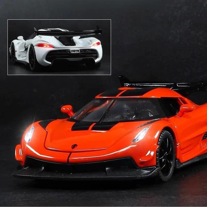 Koenigsegg Jesko Attack Суперкар Симуляция Литые и Игрушечные Транспортные Средства Звуки и Свет Машинка с Инерционным Двигателем 1:32 Подарки из сплава для детей