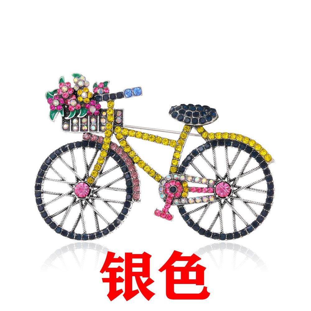 Wuli&baby Shining Bicycle Brooches For Women Unisex 2- Beautiful Taking Flowers Bike Brooch Pins Gifts