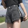 Korean High Waist Women's Denim Shorts - Loose Wide-Leg A-Line Style In Black & Gray for Summer 2020 Trend
