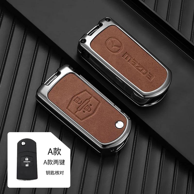 2025 Hot 3 Buttons Car Leather Key Case Protector Cover Shell For Mazda CX-5 CX5 CX-7 CX7 3 2 6 Atenza CX-9/CX9 MX5 key Case Acc