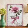 1pc Vintage Rose & Column Decorative Metal Wall Art - Rustic Tin Painting for Home, Garden, Patio, Bar, Cafe, Club, Farmhouse -
