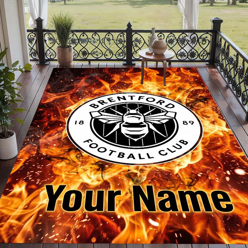 Custom Text Printed Rug Brentford Football Non Slip Floor Carpet For Home Room Decor