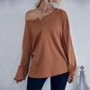 Autumn Women Fashion Solid Color Thin Sweater Loose Knitted Casual Top