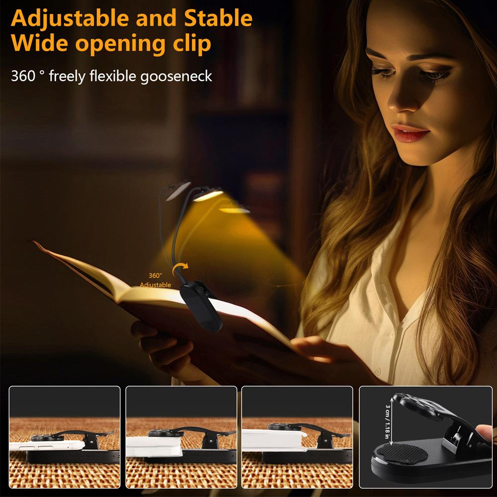 LED Clip On Mini Book Lamp Usb Rechargeable Reading Lamp Book Reading Light Portable Read Book Light Bedroom Reading Night Light